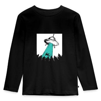 Ufo Alien Außerirdische Raumschiff Geschenk - Kinder Premium Bio Langarmshirt - Schwarz - Vorne - AI Model Kid Male (0cm)