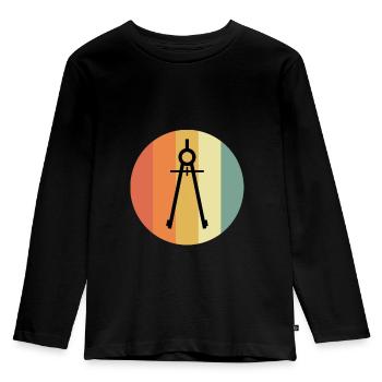 Architekt Zirkel Mathematiker Technisch Geschenk - Kinder Premium Bio Langarmshirt - Schwarz - Vorne - AI Model Kid Male (0cm)