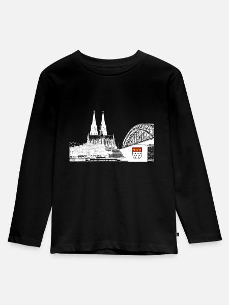 Kölner Dom - Kinder Premium Bio Langarmshirt - Schwarz