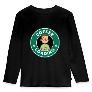 coffee loading - T-shirt manches longues Premium Enfant - noir - Devant - AI Model Kid Male (0cm)