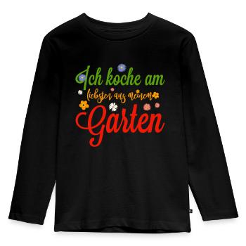 Garten Liebe Kochen Geschenk Gemüse Obst Weihnacht - Kinder Premium Bio Langarmshirt - Schwarz - Vorne - AI Model Kid Male (0cm)