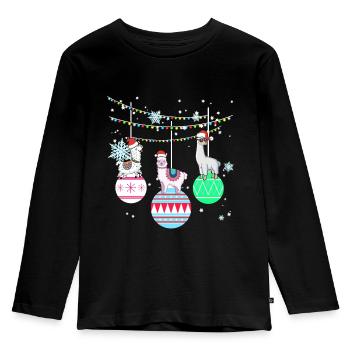 Lama Alpaka Vikunja Weihnachten Geschenk - Kinder Premium Bio Langarmshirt - Schwarz - Vorne - AI Model Kid Male (0cm)