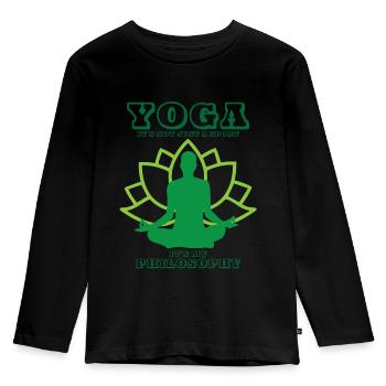 Yoga Lotus Meditation Sport - Kids' Premium Longsleeve Shirt - black - Front - AI Model Kid Male (0cm)