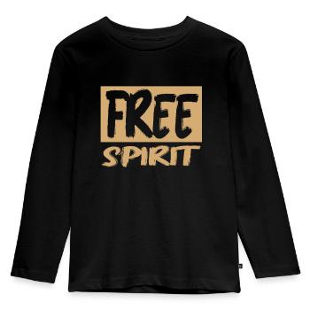 Free Spirit - Kinder Premium Bio Langarmshirt - Schwarz - Vorne - AI Model Kid Male (0cm)