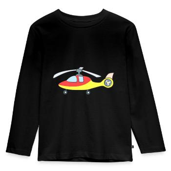 Zeichentrick Hubschrauber - Kinder Premium Bio Langarmshirt - Schwarz - Vorne - AI Model Kid Male (0cm)