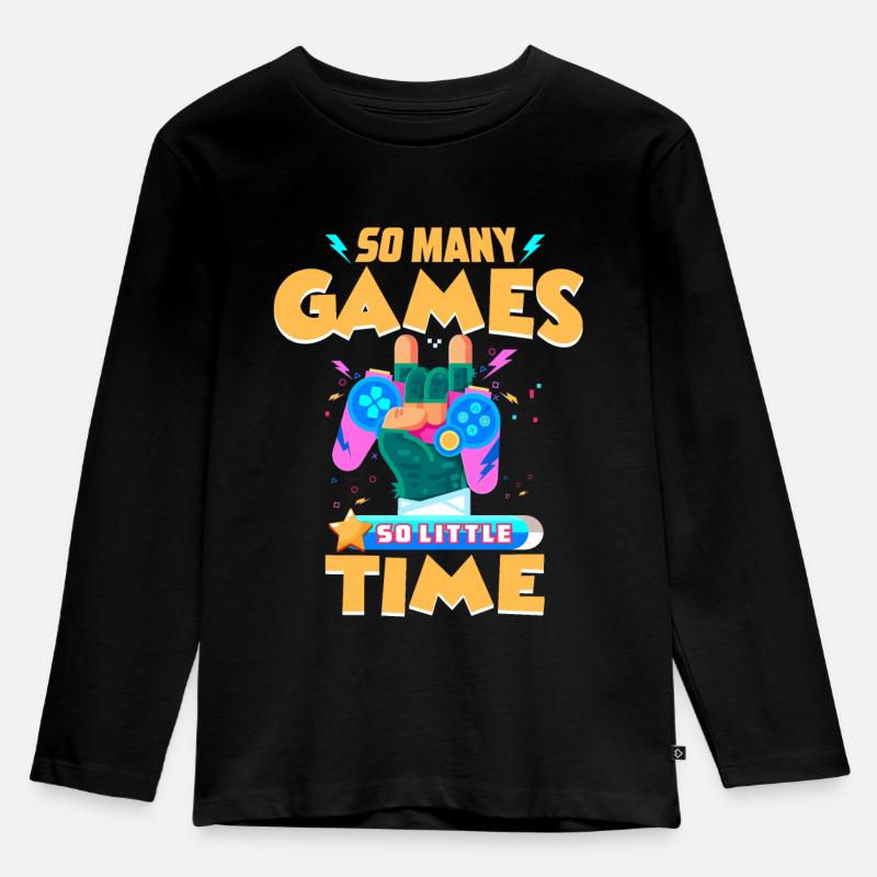 Gaming - Kinder Premium Bio Langarmshirt - Schwarz