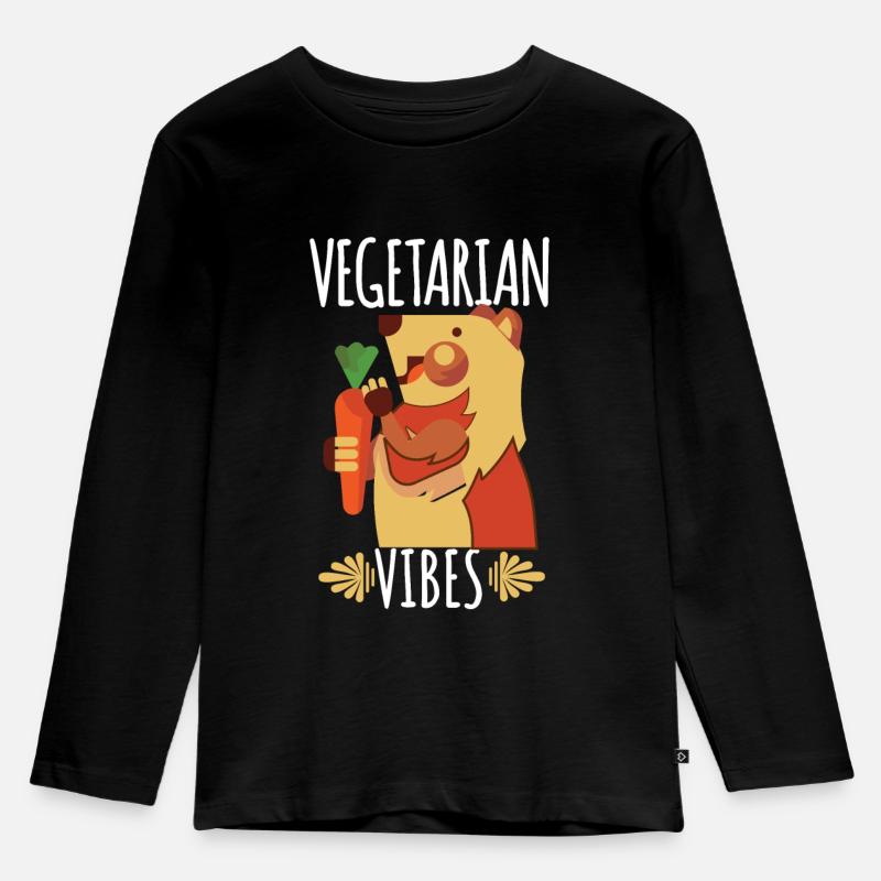 Netter vegetarischer Schwarm tragen Karikaturist oder Karikaturen - Kinder Premium Bio Langarmshirt - Schwarz