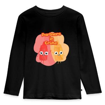 Ketchup moutarde Mayo cadeau manger délicieux garniture sauce - T-shirt manches longues Premium Enfant - noir - Devant - AI Model Kid Male (0cm)