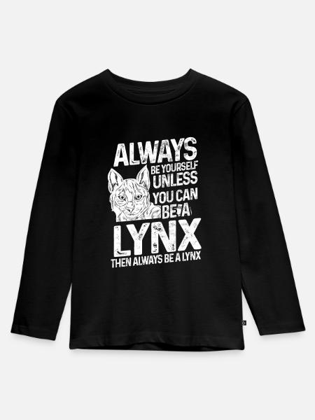 Luchs Tier - Kinder Premium Bio Langarmshirt - Schwarz