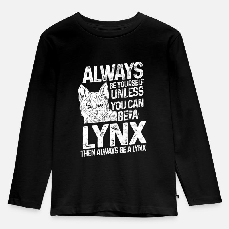 Luchs Tier - Kinder Premium Bio Langarmshirt - Schwarz