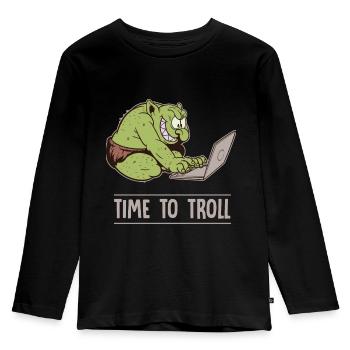 Zeit zum Aergern Troll - Kinder Premium Bio Langarmshirt - Schwarz - Vorne - AI Model Kid Male (0cm)