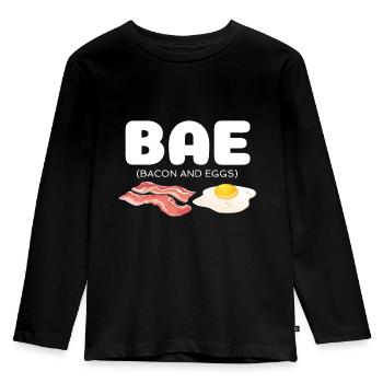 Bae Bacon and Eggs - Kinder Premium Bio Langarmshirt - Schwarz - Vorne - AI Model Kid Male (0cm)