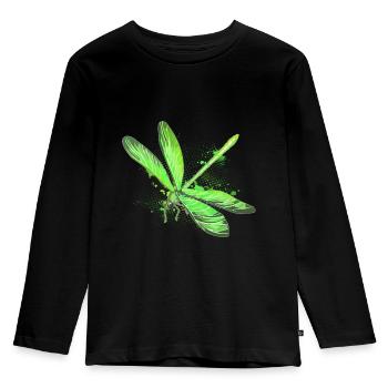 Libelle - Kinder Premium Bio Langarmshirt - Schwarz - Vorne - AI Model Kid Male (0cm)