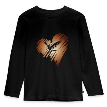 Heart with Eagle Golden Eagle Osprey White-tailed Eagle - Kids' Premium Longsleeve Shirt - black - Front - AI Model Kid Male (0cm)