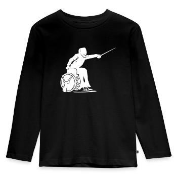 Rollstuhl Fechten Rollstuhlsport Rolli Geschenk - Kinder Premium Bio Langarmshirt - Schwarz - Vorne - AI Model Kid Male (0cm)