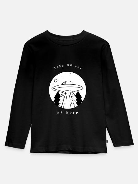 Alien Ufo - Kinder Premium Bio Langarmshirt - Schwarz