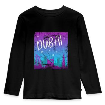 Cadeau de la ville coucher de soleil du tourisme de Dubaï - T-shirt manches longues Premium Enfant - noir - Devant - AI Model Kid Male (0cm)
