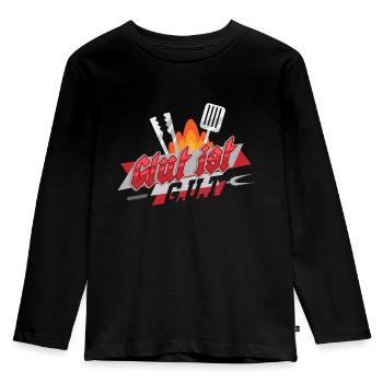 Grillmeister Glut ist gut - Kinder Premium Bio Langarmshirt - Schwarz - Vorne - AI Model Kid Male (0cm)