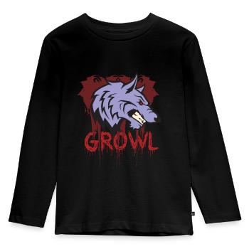 Howling Wolf - Kids' Premium Longsleeve Shirt - black - Front - AI Model Kid Male (0cm)