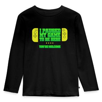 I paused my Game - Kids' Premium Longsleeve Shirt - black - Front - AI Model Kid Male (0cm)
