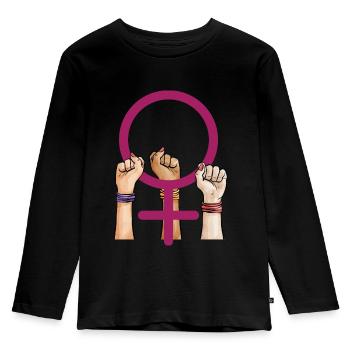 Venus Symbol Faust - Kinder Premium Bio Langarmshirt - Schwarz - Vorne - AI Model Kid Male (0cm)