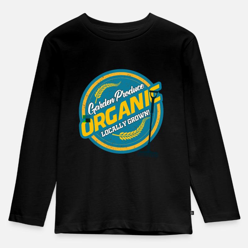 Gemüse aus der Region - Kinder Premium Bio Langarmshirt - Schwarz