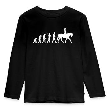 Human Evo Pferd Stute Hengst Reiten Pony Geschenk - Kinder Premium Bio Langarmshirt - Schwarz - Vorne - AI Model Kid Male (0cm)