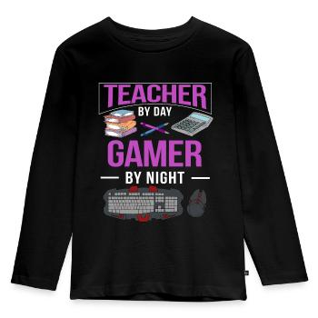 Cadeau de joueur d'ordinateur de jeu d'enseignant Gamer - T-shirt manches longues Premium Enfant - noir - Devant - AI Model Kid Male (0cm)