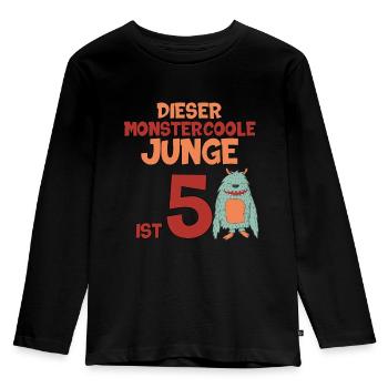 Junge 5 Jahre Geburtstag Geschenk monster cool - Kinder Premium Bio Langarmshirt - Schwarz - Vorne - AI Model Kid Male (0cm)