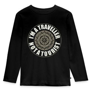No tourist, traveler - Kids' Premium Longsleeve Shirt - black - Front - AI Model Kid Male (0cm)