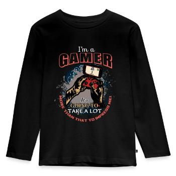 Gamer - Kinder Premium Bio Langarmshirt - Schwarz - Vorne - AI Model Kid Male (0cm)