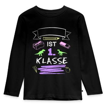 Erste Klasse Shirt für Schulanfänger mit Namen - Kinder Premium Bio Langarmshirt - Schwarz - Vorne - AI Model Kid Male (0cm)