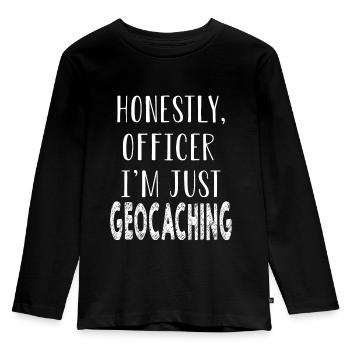 Lustige Sprüche geocaching für Geocacher - Kinder Premium Bio Langarmshirt - Schwarz - Vorne - AI Model Kid Male (0cm)