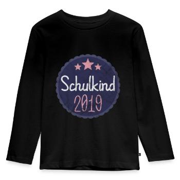 Einschulung 1. Erste Klasse Schulkind Schulanfang - Kinder Premium Bio Langarmshirt - Schwarz - Vorne - AI Model Kid Male (0cm)