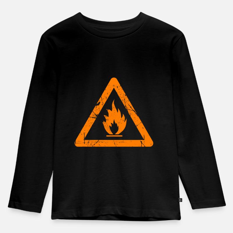 Entzündbares Symbol texturiert Geschenk - Kinder Premium Bio Langarmshirt - Schwarz