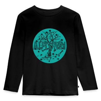 #FancyDesigns #autumn Der Herbst kommt! - Kinder Premium Bio Langarmshirt - Schwarz - Vorne - AI Model Kid Male (0cm)