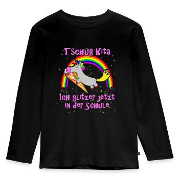Tschüß Kita Hallo Schule - Kinder Premium Bio Langarmshirt - Schwarz - Vorne - AI Model Kid Male (0cm)