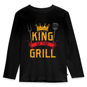 King Of The Grill BBQ BBQ Steak Sausage Gift - Kids' Premium Longsleeve Shirt - black - Front - AI Model Kid Male (0cm)