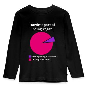 Hardest part of being vegan - Kinder Premium Bio Langarmshirt - Schwarz - Vorne - AI Model Kid Male (0cm)