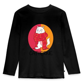 #FancyDesigns #catherine CATherine? - T-shirt manches longues Premium Enfant - noir - Devant - AI Model Kid Male (0cm)
