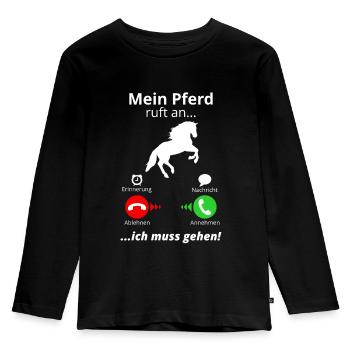 Horse Gets To Horse Girl Funny Riding Stable - Kids' Premium Longsleeve Shirt - black - Front - AI Model Kid Male (0cm)
