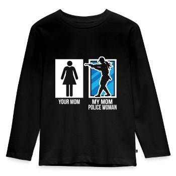 Mom mom police policewoman logo - Kids' Premium Longsleeve Shirt - black - Front - AI Model Kid Male (0cm)