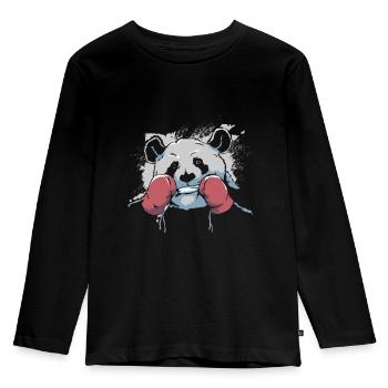 Boxen Boxer Pandabär - Kinder Premium Bio Langarmshirt - Schwarz - Vorne - AI Model Kid Male (0cm)