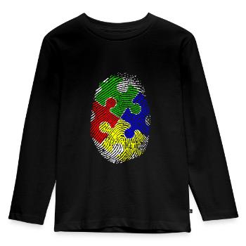 Autist Autisten Autismus Asperger Fingerabdruck - Kinder Premium Bio Langarmshirt - Schwarz - Vorne - AI Model Kid Male (0cm)