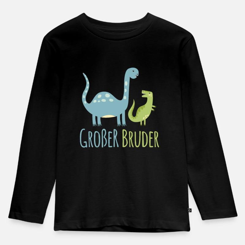 Grosser Bruder Dino Trex T-Shirt Geschenk Idee - Kinder Premium Bio Langarmshirt - Schwarz