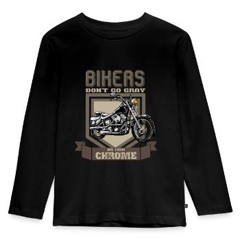 Motorrad Biker Grau Chrom Spruch Lustig - Kinder Premium Bio Langarmshirt - Schwarz - Vorne - AI Model Kid Male (0cm)