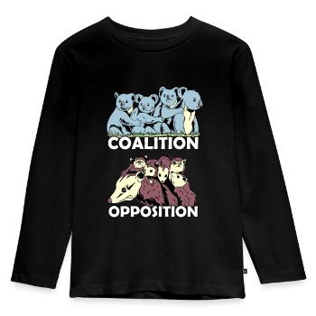 Koala coalition opossum opposition animals zoo - Kids' Premium Longsleeve Shirt - black - Front - AI Model Kid Male (0cm)