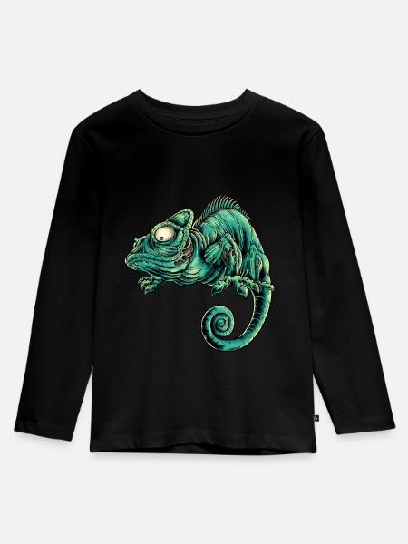 Iguana di Chameleon Jungle Madagascar Africa - Maglia a maniche lunghe ecologica premium per bambini - nero
