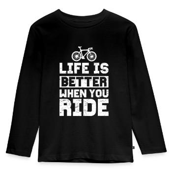 Radfahren Radfahren - Kinder Premium Bio Langarmshirt - Schwarz - Vorne - AI Model Kid Male (0cm)