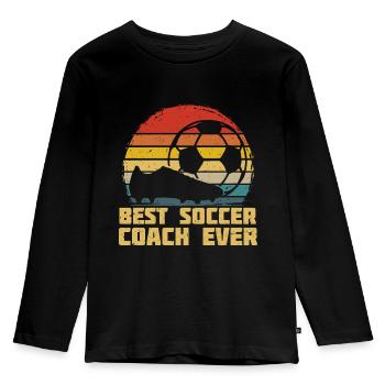 Meilleur cadeau de football rétro entraîneur de football - T-shirt manches longues Premium Enfant - noir - Devant - AI Model Kid Male (0cm)